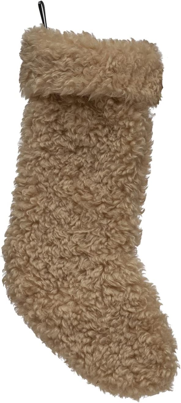 Stockings & Holders - Creative Co-Op Sherpa Fabric Stocking, Tan