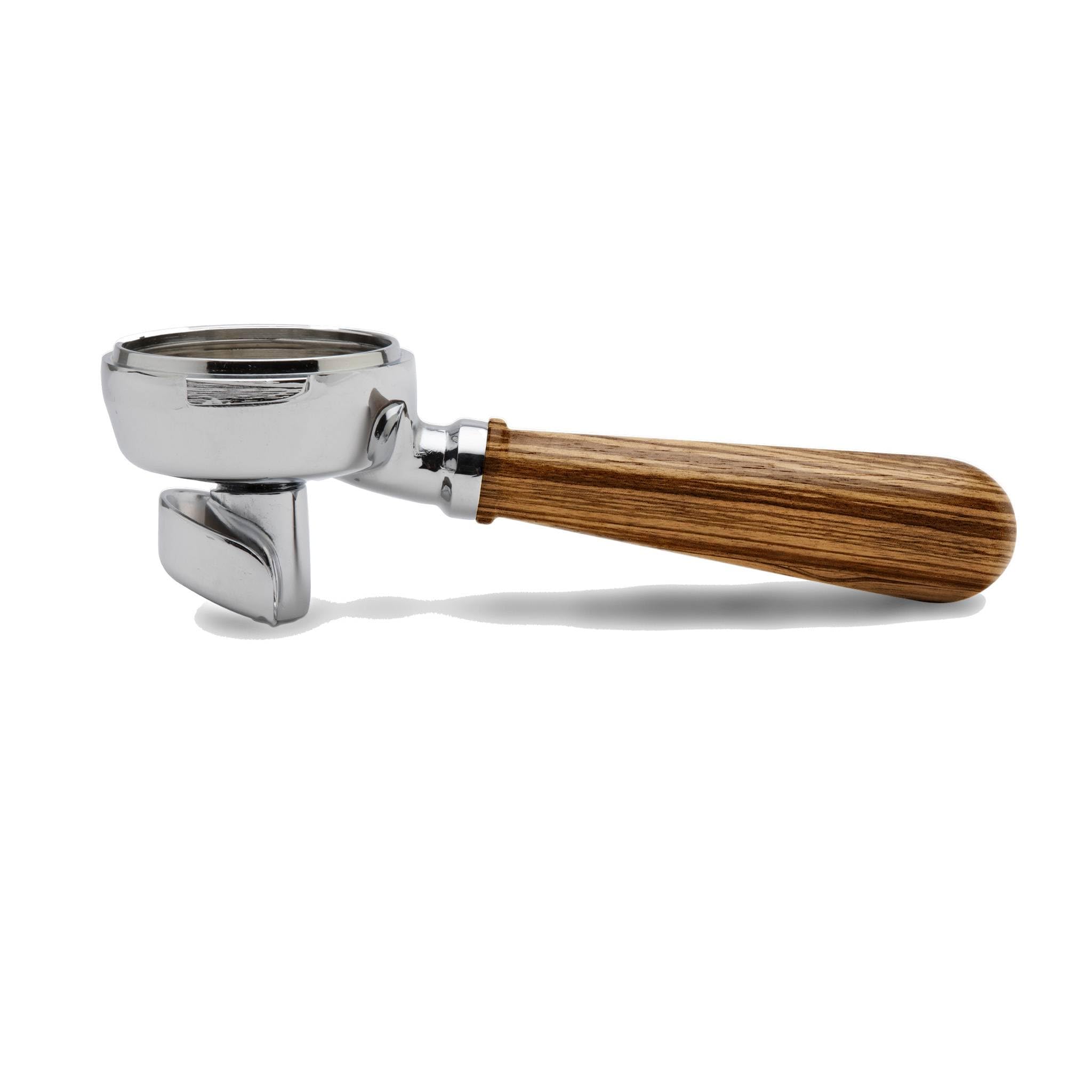 LELIT - LELIT58 2-Way Portafilter - Double Spout - Includes Stainless Steel Filters - Wood Handle - PLA582Z - Silver/Zebrano Wood