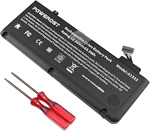 Powerost A1322 A1278 Laptop Battery(10.95V 63.5Wh) for MacBook Pro Battery 13 inch Mid 2012 2010 2009 Early & Late 2011, 661-5557 661-5229 MacBook pro Battery
