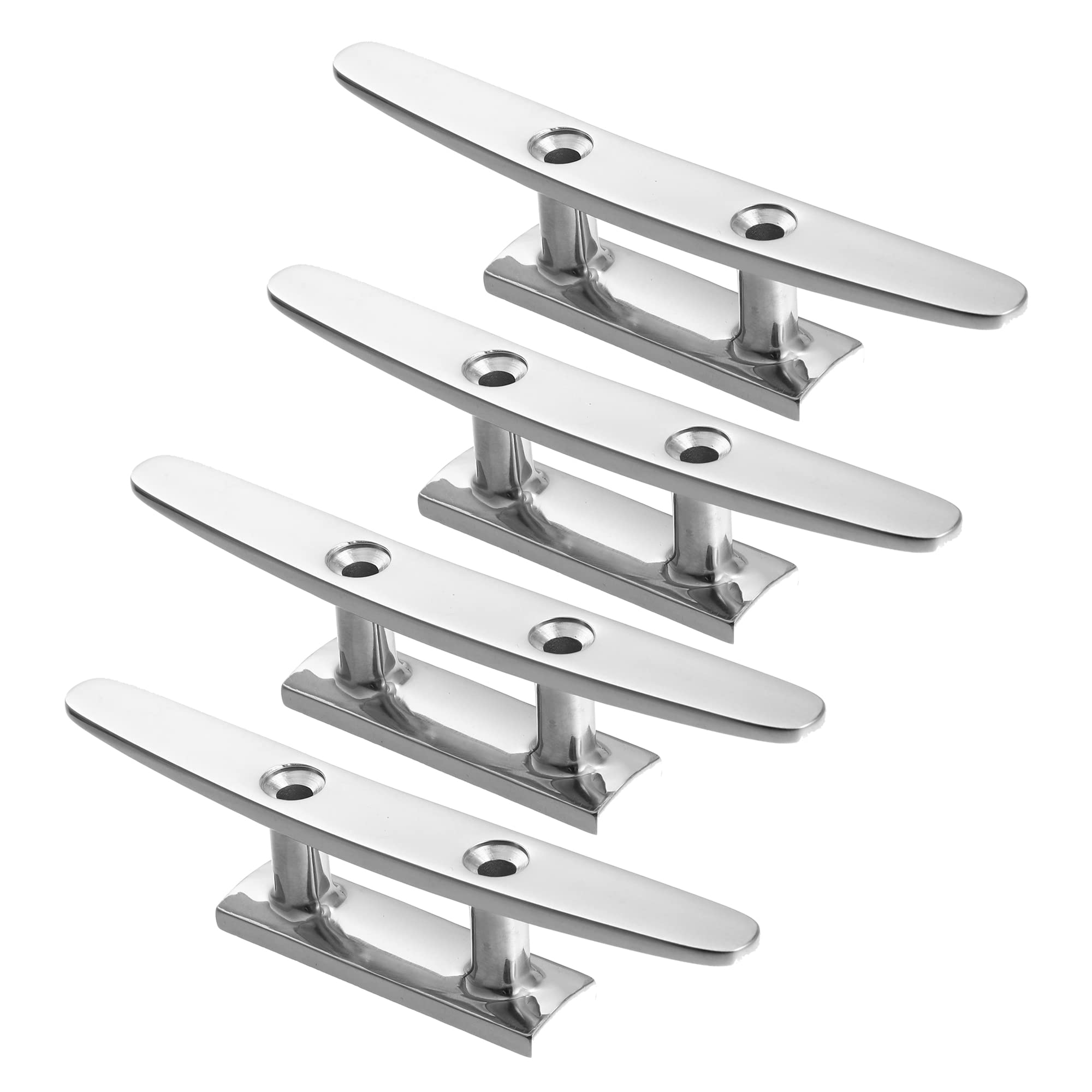 X AUTOHAUX 4 Pcs 6 Inch 150mm Stainless Steel Flagpole Cleat Hook for Boat
