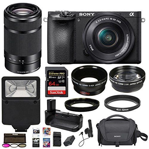 Sony-Alpha-a6500-242MP-Wi-Fi-Mirrorless-Camera-16-50mm-55-210mm-Zoom-Lens-Black-64GB-Extreme-Pro-Bundle