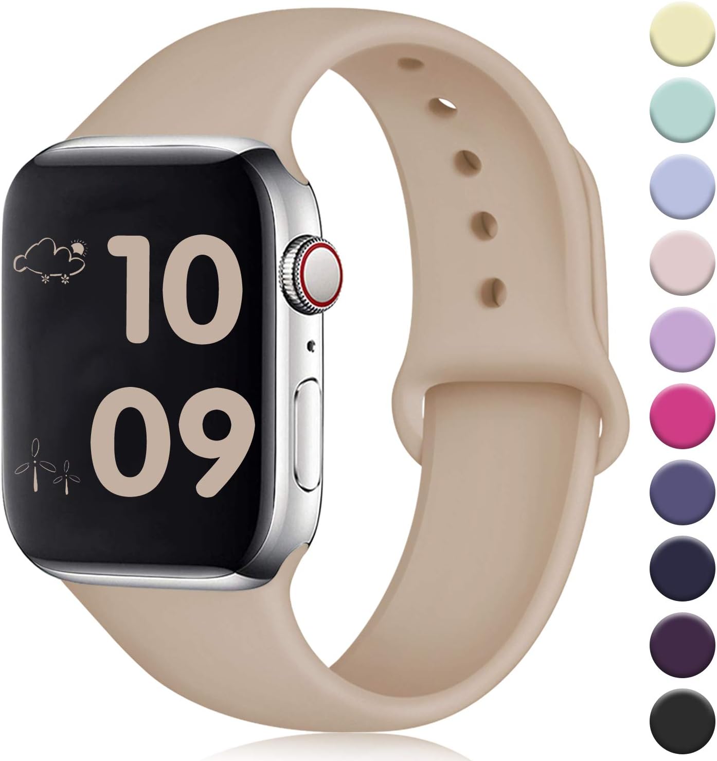 DaQin Bands Compatible with Apple Watch Band 38mm 40mm 42mm 44mm, Soft Silicone Sport Replacement Wristbands Strap for iWatch Series 5 Series 4, Series 3/2/1