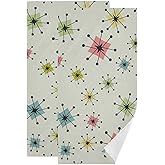 PATINISA Vintage Mid Century Hand Towels for Bathroom Set of 2 Geometric Retro Atomic Stars Beige Soft Absorbent Kitchen Dish Towels Decorative Bathroom Towels for Face,Hair,Guest,Gym,Spa 14"x28"