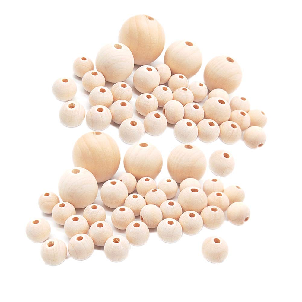 Natural Round Wood Beads Wooden Spacer Loose Beads for Macrame Garland DreamCatchers DIY Wood Craft Supplies Home Decor(Assorted 6 Sizes 600pcs)