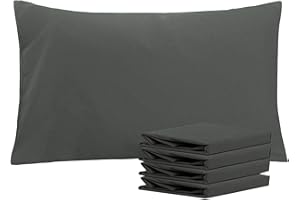 NTBAY Queen Pillowcase Set - 4 Pack Brushed Microfiber 20x30 Pillowcases - Soft, Wrinkle-Free, Fade-Resistant, Stain-Resistant, Dark Grey Pillowcases with Envelope Closure - 20x30 Inches, Dark Grey