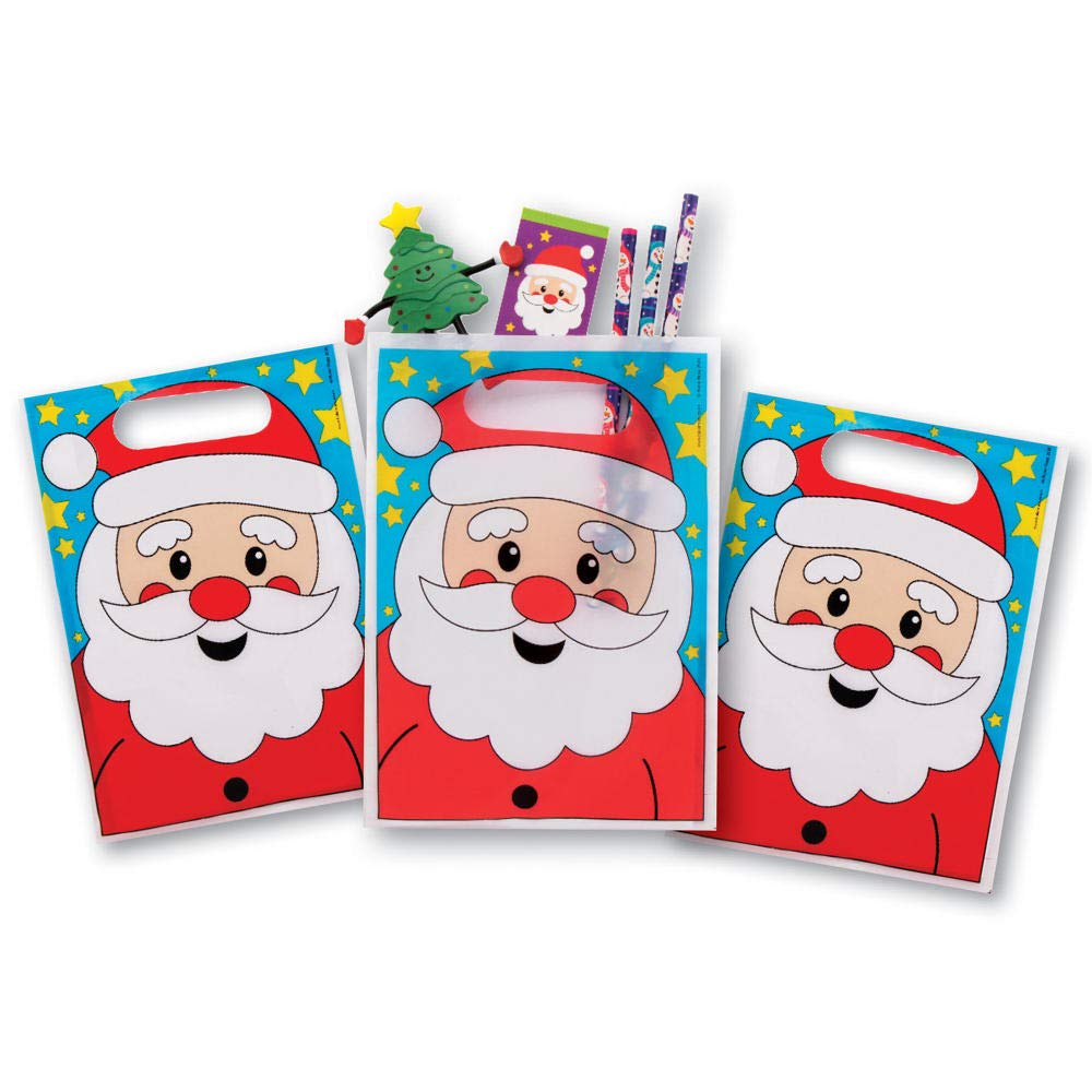 Baker Ross AX587 Santa Party Bags - Pack of 30, Bulk Loot Bags for Christmas Gifts, Sweets and Favours