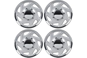 BDK 4-Pack Premium 16" Wheel Rim Cover Hubcaps OEM Style Replacement for Ford E150 E250 E350 Econoline F-150 F-250 F-35 F-250 F-350, Snap On Car Truck SUV Hub Cap - 16 Inch Set