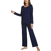 GYS Bamboo Viscose Womens Pajamas Set Long Sleeve Crew Neck Sleep Set