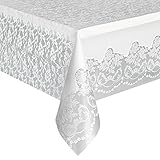 White Lace Plastic Tablecloth, 108