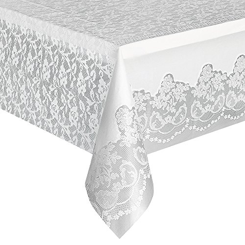White Lace Plastic Tablecloth, 108