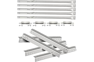 ZEMIBI Grill Part Kit Replacement for Charbroil Performance 5 Burner Gas Grills 463347519 463347017 463335517 463276517 463244819 463376319, Heat Plates, Burners, Adjustable Crossover Tube, Stainless Steel