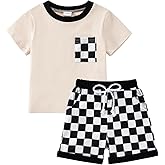 Baby Toddler Boys Shorts Set Summer Clothes Patchwork Checkerboard Outfits 18-24 Months 1T 2T 3T 4T 5-6 Years