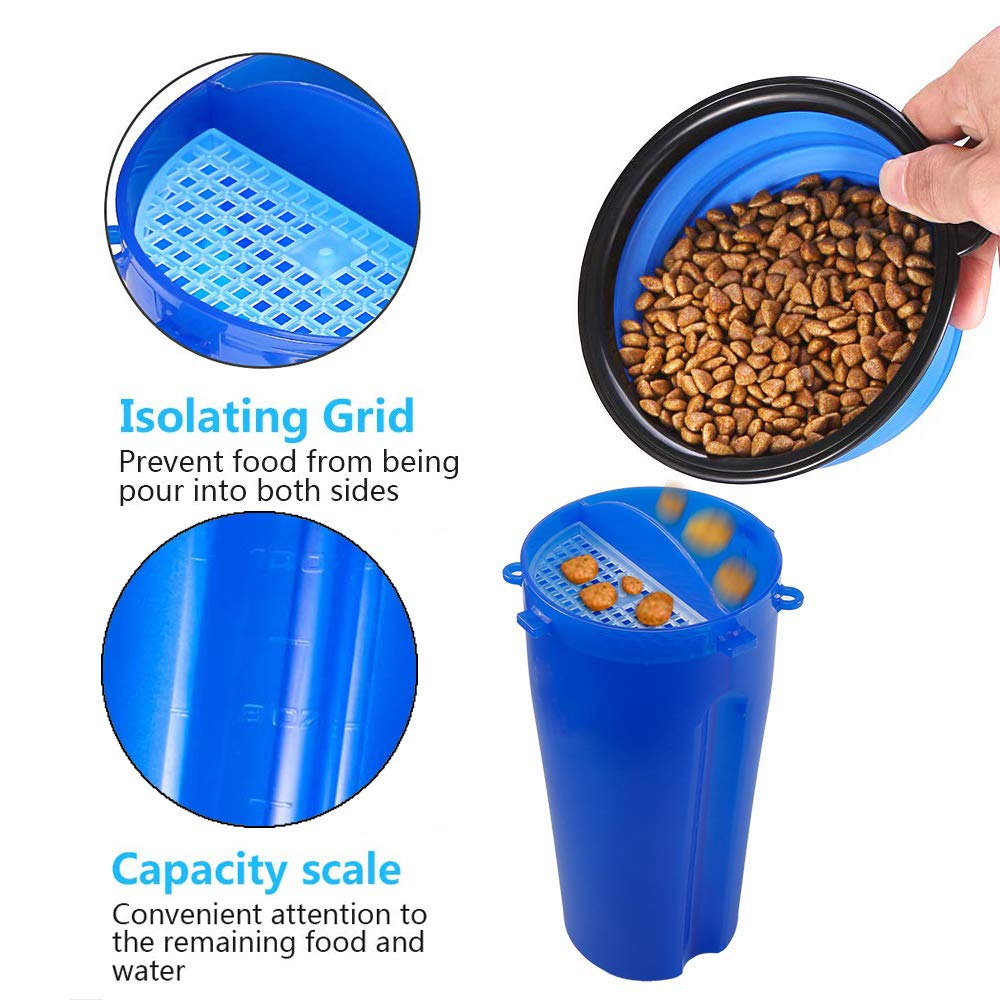 VIPpet Dog Travel Water Bottle Bowls Upgraded 2 in 1 Portable Dog Travel Water Dispenser with 2 Collapsible Silicone Bowls for Outdoor Walking Hiking Travelling