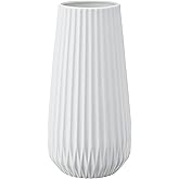 Bloomingville Tall White Ceramic Fluted Vase
