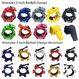 Greententljs Aluminum Barbell Collars, Locking Olympic 2 Inch Size Weight Barbell Plate Clips Workout 2'' Diameter Weights Bar for Crossfit/Olympic Lifts/Strength Training