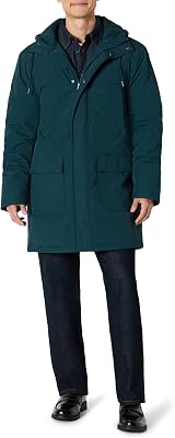 Herren Moderner Oversized Fit Parka Jacke mit Kapuze, Dark Teal Green, M