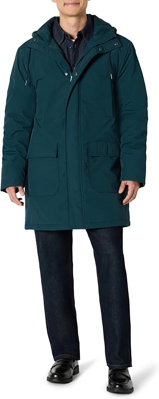 Herren Moderner Oversized Fit Parka Jacke mit Kapuze, Dark Teal Green, M
