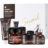 MIZON Full Korean Skincare Set Allin1 Snail Repair Cream Snail Repair Intensive Ampoule Snail Repairing Foam Cleanser and Snail Repair Eye Cream Stocking Stuffers Chirstmas Gift