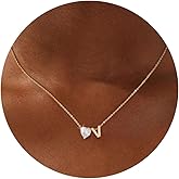 Honsny Gold Heart Initial Necklaces for Women 18K Gold Plated Letter A-Z Necklace Dainty Cute CZ Heart Initial Necklace Personalized Gold Jewelry Birthday Gifts for Women Trendy