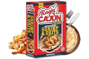 RAGIN' CAJUN FIXIN'S Ragin' Cajun Authentic Shrimp & Grits - 8 oz Box, Gluten-Free, No MSG - Louisiana Creole Meal, Ready in 25 Minutes