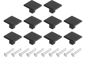 uxcell 10Pcs Square Cabinet Knobs, 1.2 Inch Square Kitchen Cabinet Knob Aluminum Alloy Solid Drawer Knob Handle Pulls for Kit