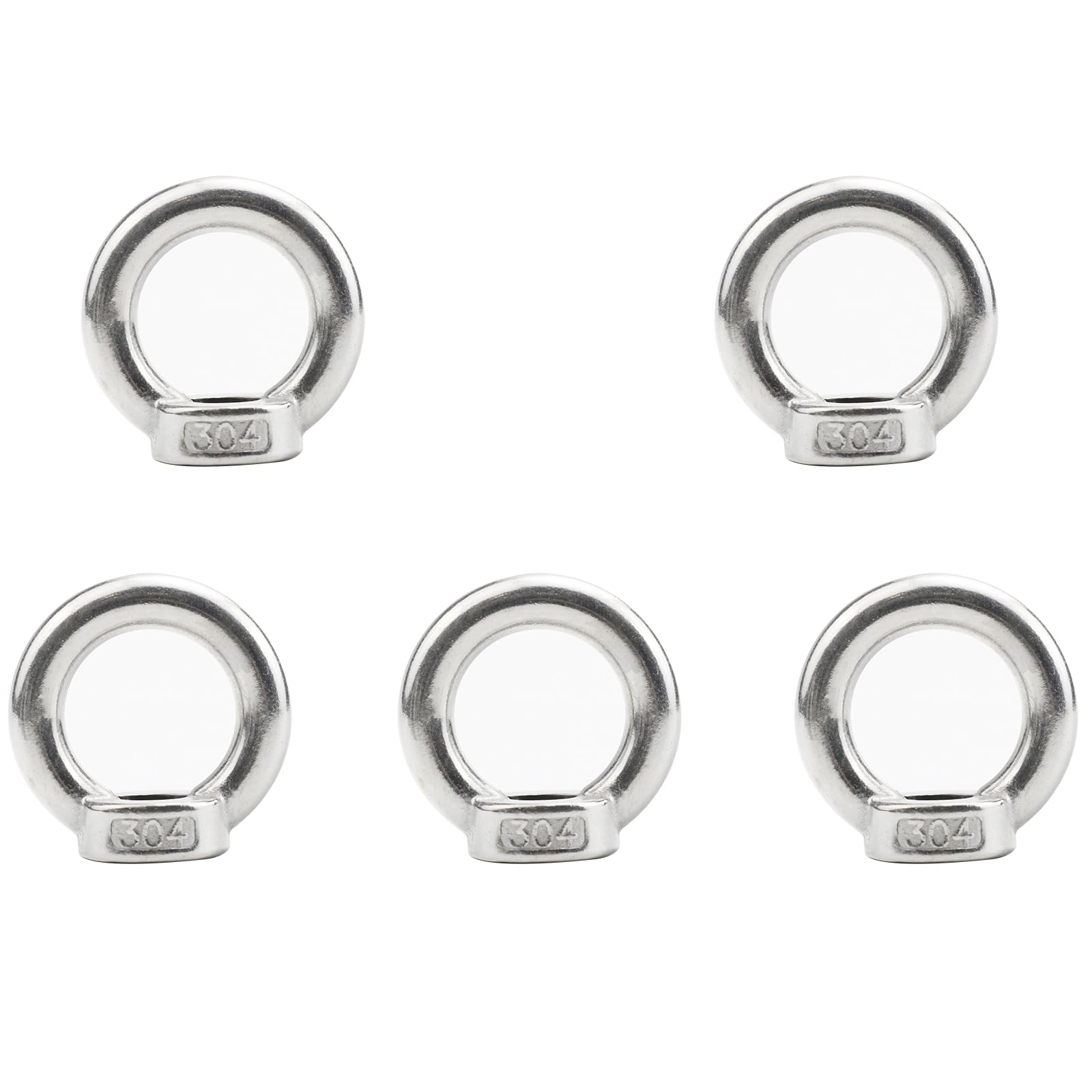 5 Pcs Lifting Eye Nuts, Stainless Steel M8 Eye Nut, Femal Threaded Hardware Fastener Nuts