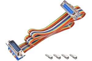 uxcell IDC Rainbow Wire Flat Ribbon Cable DB15 Male to DB15 Female Connector 2.54mm Pitch 19.7inch Length