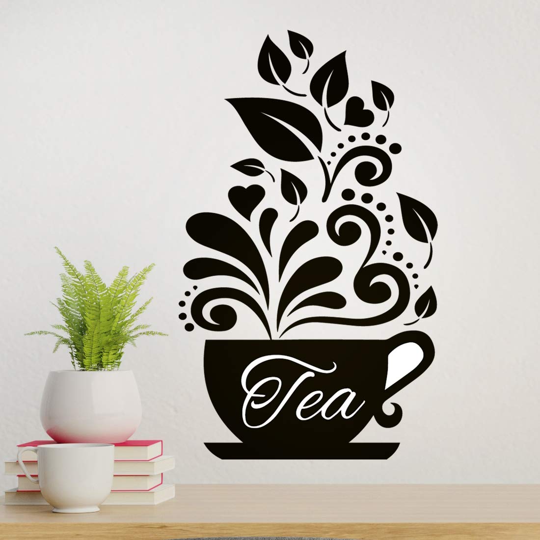 Tea Cup Wall Sticker Kitchen Art Vinyl Decal Coffee Stickers Home Quotes Living Room Mural Decorations Pub Decals Removable Decor Restaurant transfers Cafe Quote Walls Stencils Kitchens Pictures