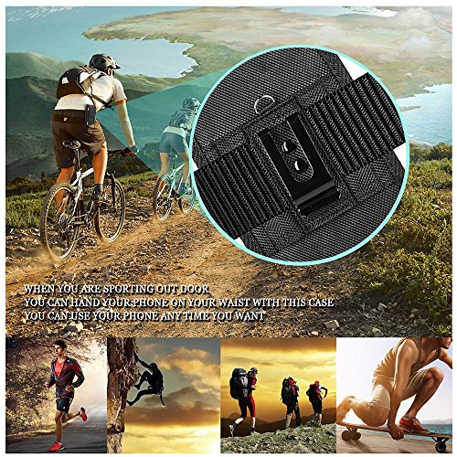 Compatible w/iPhone Xs Max XR iPhone 8 Plus,7 Plus,6S+ 6 Plus, OnePlus 6T Rugged Canvas Pouch Holster Waist Carrying Hanging Bag Fits Phone with Heavy Duty Case - Thumbnail 5