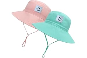 HUUFLYTY Baby Sun Hat Smiling Face UPF 50+ Beach Toddler Bucket Hat for Baby Boys and Girls, Toddler Kids Wide Brim Sun Hats Cap