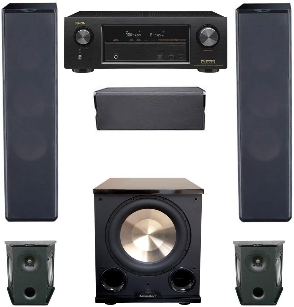 Premier Acoustic 5.1 Home Theater System Bundle with 2 PA-6F Tower Speakers, 2 PA-6S Surrounds, 1 PA-6C Center Channel Speaker, 1 BIC/Acoustech PL-200II Subwoofer, 1 Denon AVR-X1300W Receiver