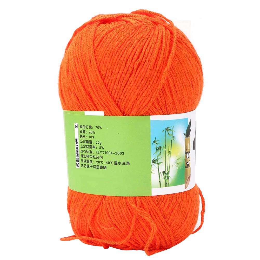 Knitting Yarn Skeins, Medium Fine Bamboo Charcoal Line Cotton Thread Skeins for Sweater Scarf Knitting Crochet Crafts(Orange)