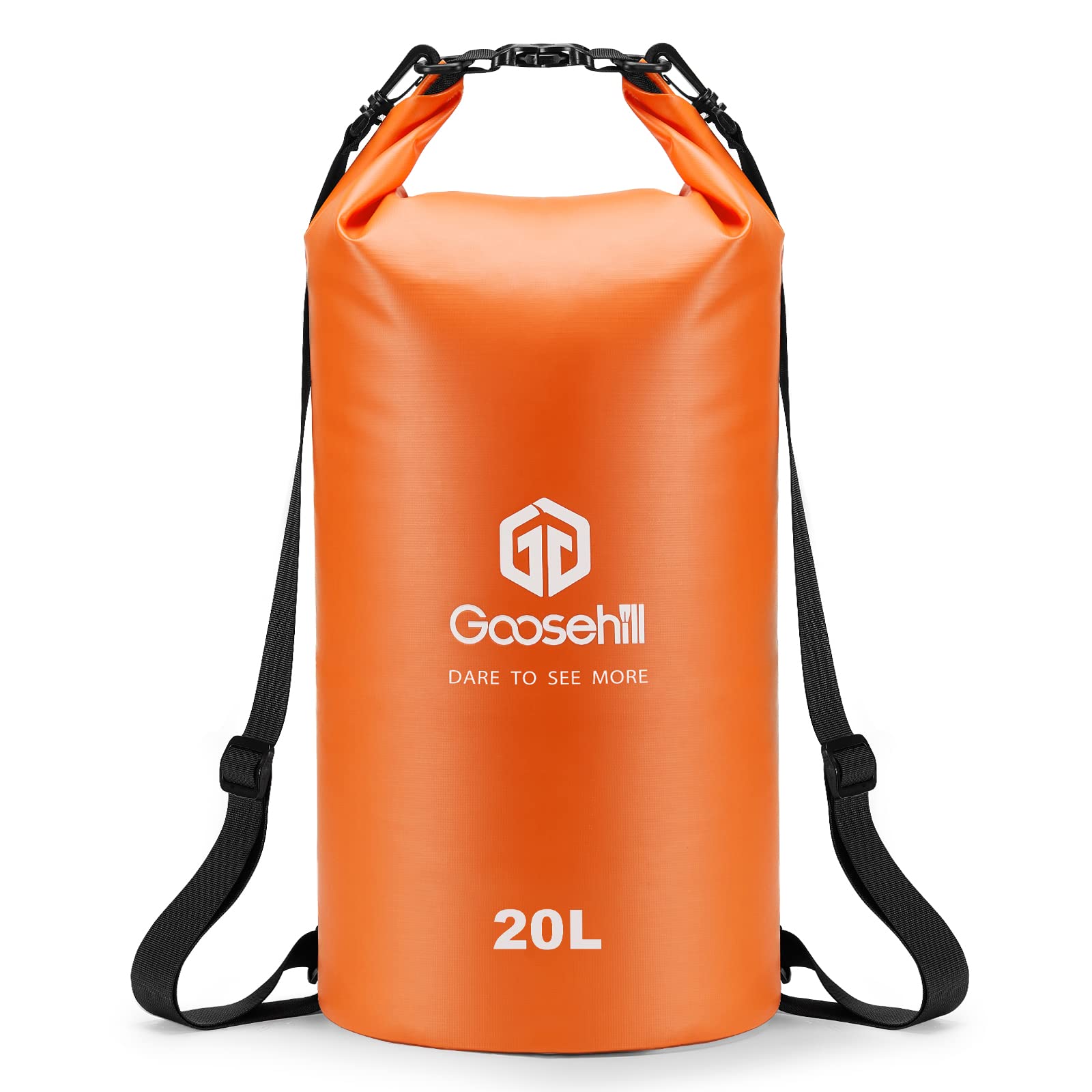 Goosehill Waterproof Dry Bag, 5L 10L 20L Roll Top Dry Sack with 2 Detachable Straps, Waterproof Bag for Boating Hiking Camping Kayaking Canoeing Swimming Snowboarding Paddle Board