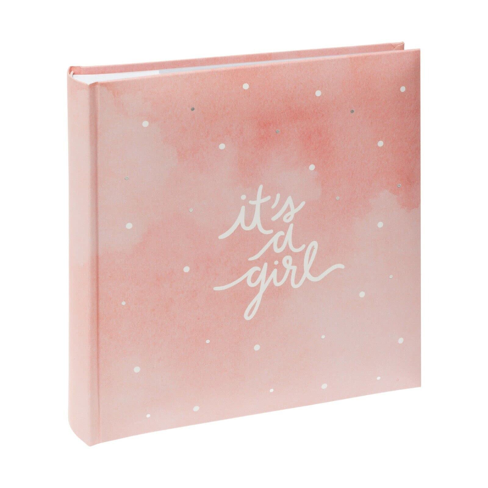 Kenro 'It's a Girl' Metallic Silver Dots Pastel Pink Baby Picture Photo Album 200 Photographs 6x4/10x15cm - KB601PK