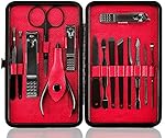 Keiby Citom Professional Stainless Steel Nail Clipper Travel & Grooming Kit Nail Tools Manicure & Pedicure Set of 15pcs with Luxurious Case(Black/Red)