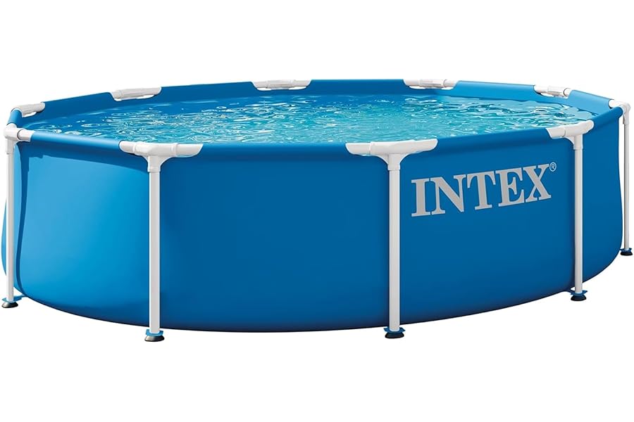 INTEX Metal Frame 10 ft x 30 in Above Ground Pool Set, Round Swimming Pool with Steel Frame, 330 GPH Cartridge Filter Pump, and Type H Filter Cartridge