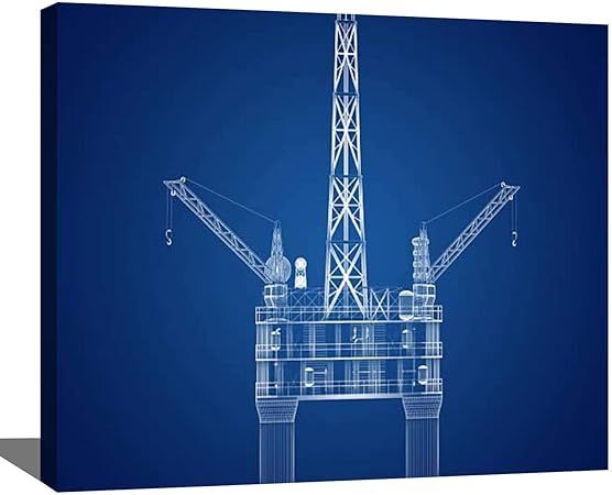 Amazon Com Diy Digital Oil Painting Set Blueprint Of Oil Rig Platform Paint By Numbers Kits For Adult Beginner Children Wooden Frame Art Craft For Home Wall Decor 16x20
