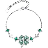 SELKAT 925 Sterling Silver Clover Bracelets for Women Dainty Four Leaf Clover Lucky Bracelets Jewelry Gifts Christmas Length 6.5+2 Inches