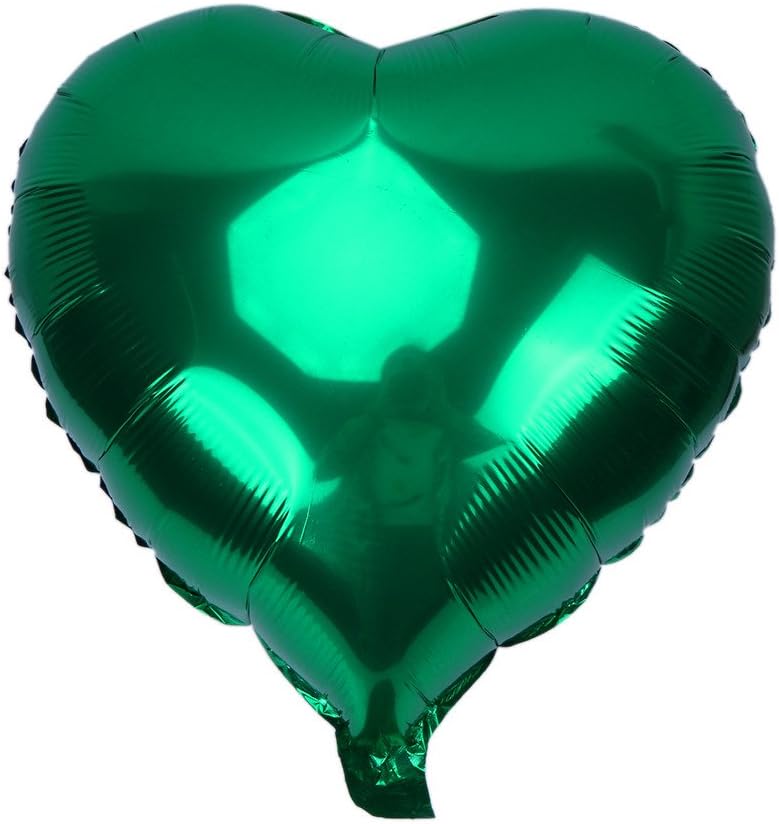 Zhiheng 10pcs Heart Balloos for Party Decoration,18inch Heart Shaped Foil Balloons for Birthday,Christmas,Graduation,Wedding Party Accessories (Green)
