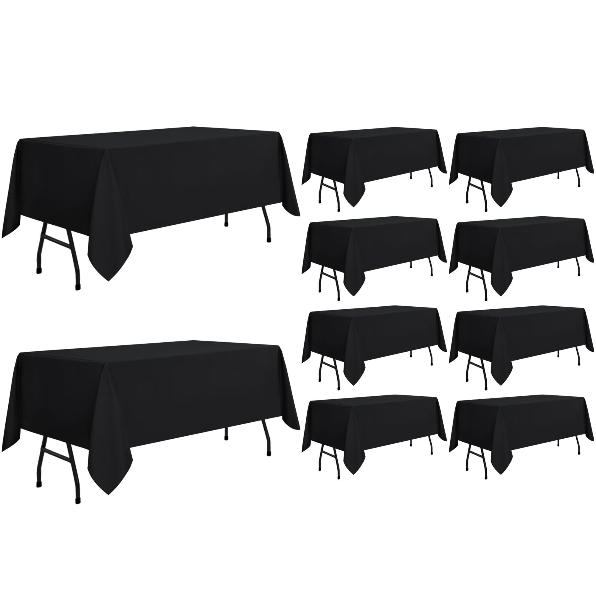 Photo 1 of sancua 10 Pack Black Tablecloth 60 x 84 Inch, Rectangle Table Cloth for 4ft Tables - Stain and Wrinkle Resistant Washable Polyester Table Cover for Dining Wedding Banquet Party Buffet Restaurant