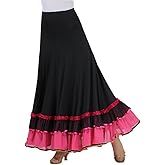 CISMARK Elegant Ballroom Dancing Latin Dance Party Long Swing Race Skirt, One Size