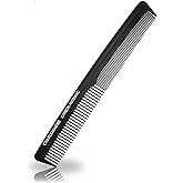 Charlemagne Carbon Fibre Hair Comb - 18 cm, Fine Tooth - Professional Barber Performance - Beard Comb for Men & Mustache Styl