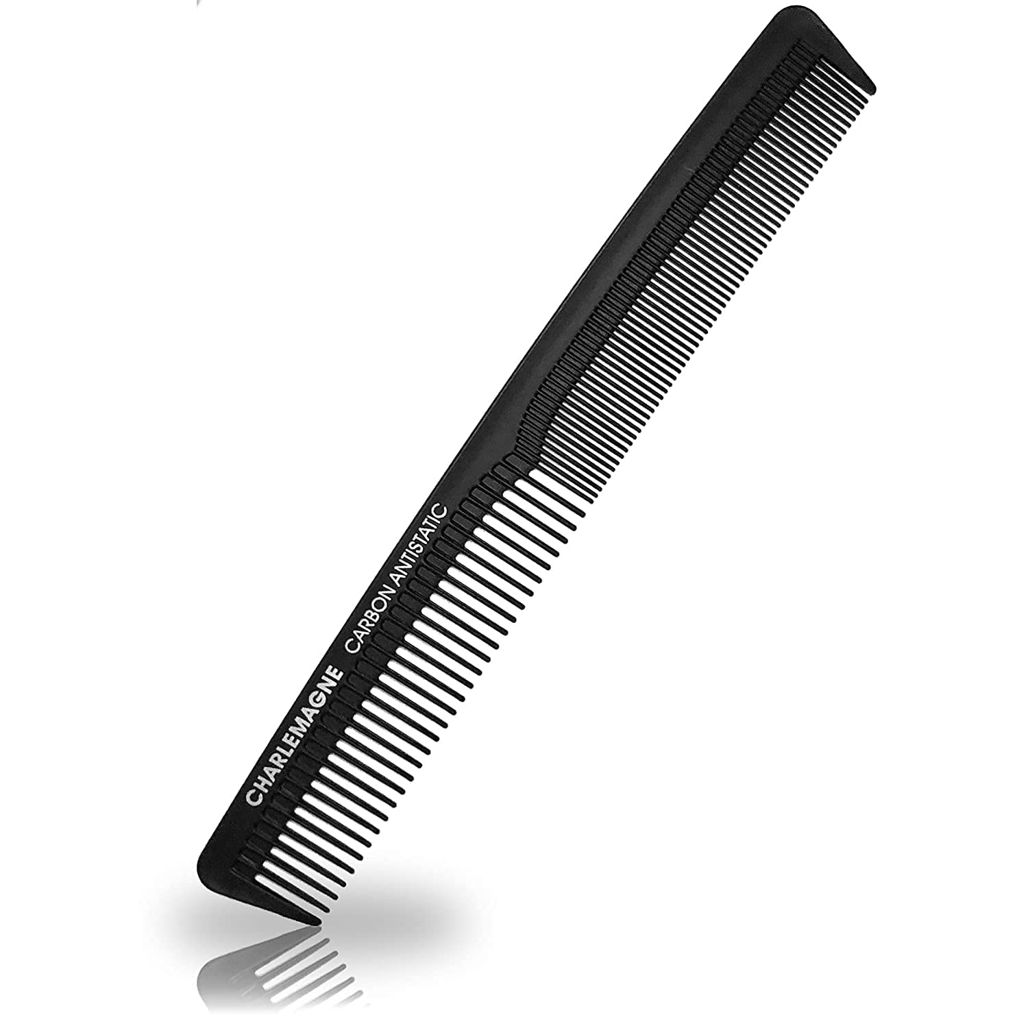 Charlemagne Carbon Fibre Hair Comb - Fine Tooth Mens Comb, 1 Pack - Carbon Cutting & Styling Tool for Men - Antistatic Grooming for Hair & Beard - Curl Detangling Tool for Mens Thick & Fine Locks