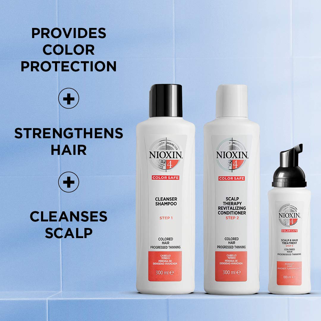 Nioxin System 4 Hair Care Kit for Colored Treated Hair with Progressed Thinning, 3 Count, Full Size: Nioxin: Premium Beauty