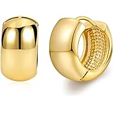 FAMARINE Gold Chunky Earrings for Women Thick Hoop Earrings Gift