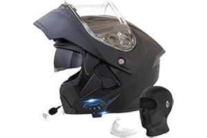 QNGJIZHUE Motorcycle Bluetooth Modular Helmet, DOT Approved Flip Up Full Face Motorcycle Dual Visor Helmet, with Dual Speakers and Microphone, for Adults Men and Women