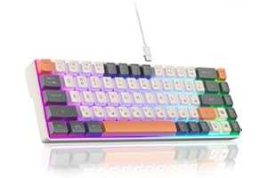 CORBOBO 60 Percent Keyboard,RGB Backlit Gaming Keyboard USB-C Wired,Portable 68 Keys Compact Mini Keyboard for Business Trips,Office,PC Games (SK968,Grey&Orange)