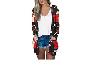 HYAERGF Womens Cardigans Fall Long Sleeve Open Front Sweaters Xmas Tree Pumpkin Graphic Cardigan Lightweight Coat with Pocket