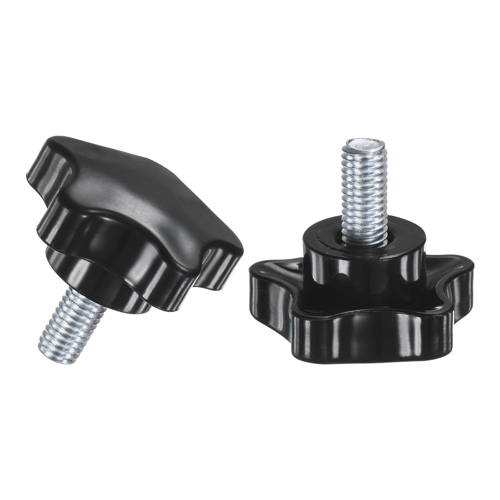 M METERXITY 2-Pack Star Clamping Knobs, M8x16mm Male Thread Hand Tightening Screw for Machinery/Electronic/Furniture/Umbrella Base, Machine Handle Replacement [39mm, Black]