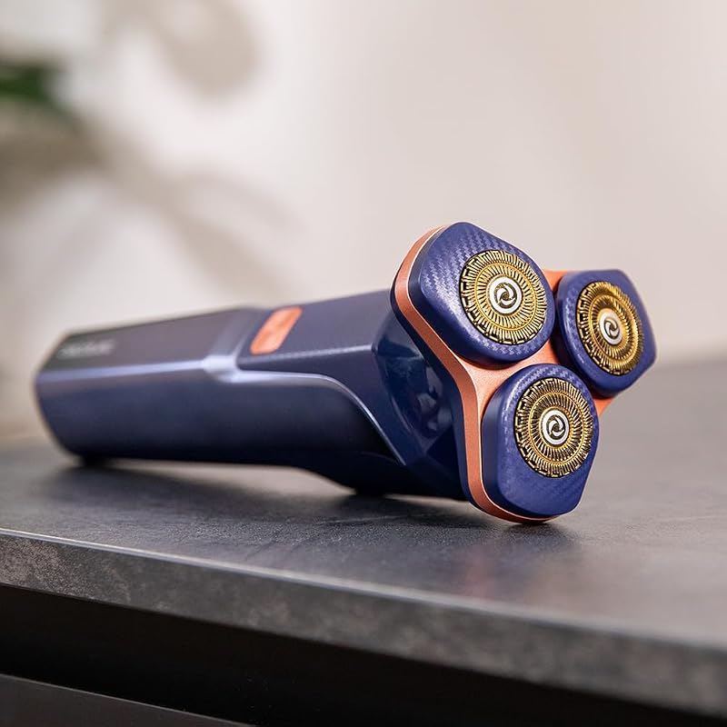 Rasoio rotante PrecisionCare Aluminium. Lame per capelli lunghi e corti, display LED intelligente, 2 velocità, 8500 giri/min, autonomia 2 ore, testa magnetica e rivestimento in titanio